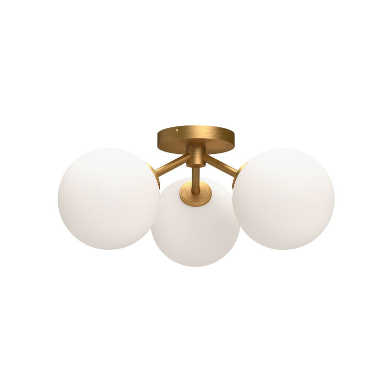 Cassia 17" 3-Light Semi-Flush Mount in Aged Gold/Opal Matte Glass
