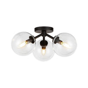 Cassia 17" 3-Light Semi-Flush Mount in Matte Black/Clear Glass