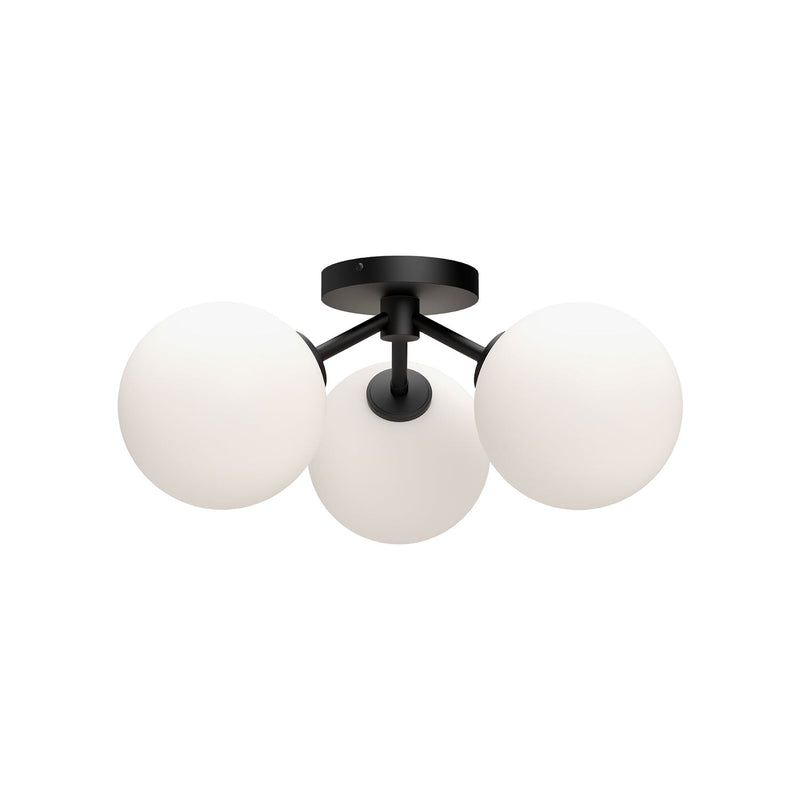 Cassia 17" 3-Light Semi-Flush Mount in Matte Black/Opal Matte Glass