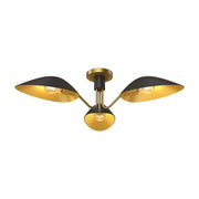 Oscar 32" 3-Light Semi-Flush Mount in Aged Gold/Matte Black