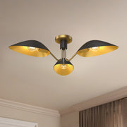 Oscar 32" 3-Light Semi-Flush Mount in Aged Gold/Matte Black