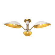 Oscar 32" 3-Light Semi-Flush Mount in Aged Gold/White