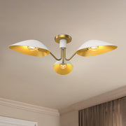 Oscar 32" 3-Light Semi-Flush Mount in Aged Gold/White