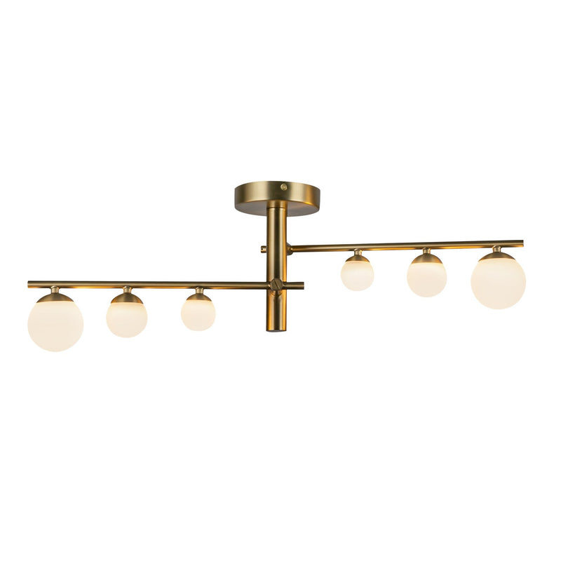 Cypress 2-Head Semi-Flush Mount in Brushed Gold/Opal Glass