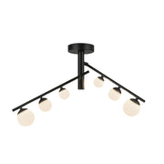 Cypress 2-Head Semi-Flush Mount in Black/Opal Glass