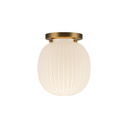 Cherise 7" Semi-Flush Mount in Brushed Gold/Glossy Ribbed Opal Glass