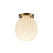 Cherise 7" Semi-Flush Mount in Brushed Gold/Glossy Ribbed Opal Glass
