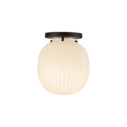 Cherise 7" Semi-Flush Mount in Matte Black/Glossy Ribbed Opal Glass