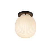 Cherise 7" Semi-Flush Mount in Matte Black/Glossy Ribbed Opal Glass