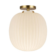 Cherise 12" Semi-Flush Mount in Brushed Gold/Glossy Ribbed Opal Glass