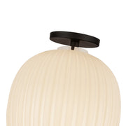 Cherise 12" Semi-Flush Mount in Matte Black/Glossy Ribbed Opal Glass