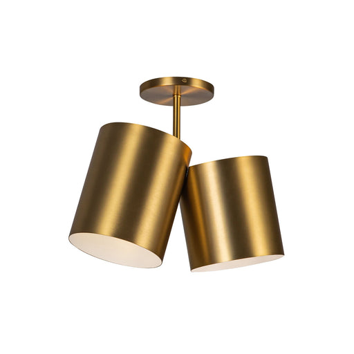 Keiko 14" 2-Light Semi-Flush Mount in Brushed Gold