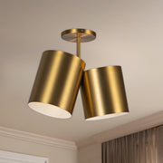 Keiko 14" 2-Light Semi-Flush Mount in Brushed Gold