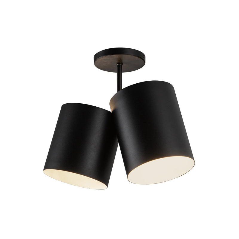 Keiko 14" 2-Light Semi-Flush Mount in Black