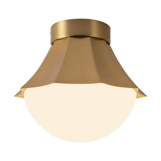 Shelton 11" Semi-Flush Mount in Brushed Gold/Matte Opal Glass