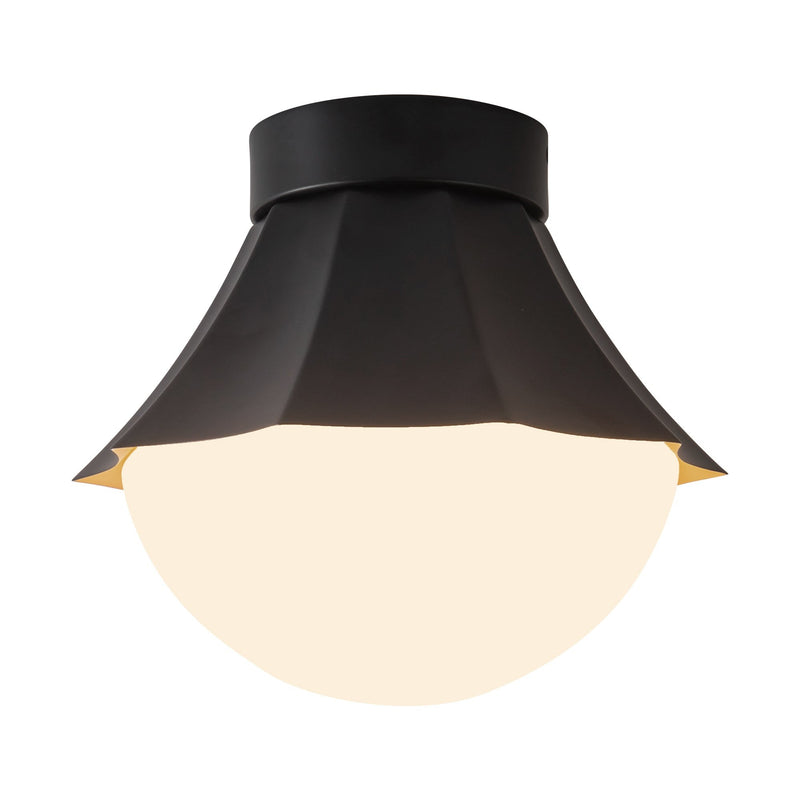 Shelton 11" Semi-Flush Mount in Matte Black/Matte Opal Glass