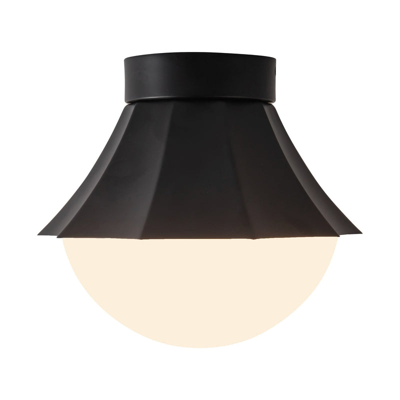 Shelton 11" Semi-Flush Mount in Matte Black/Matte Opal Glass