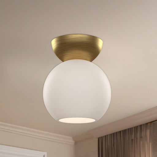 Arcadia 6" Semi-Flush Mount in Brushed Gold/Opal Glass