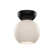 Arcadia 6" Semi-Flush Mount in Black/Opal Glass