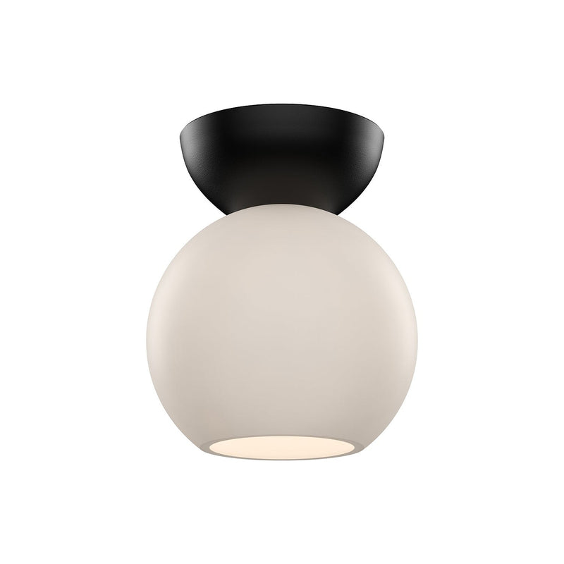 Arcadia 6" Semi-Flush Mount in Black/Opal Glass