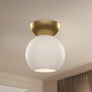 Arcadia 6" Semi-Flush Mount in Black/Opal Glass