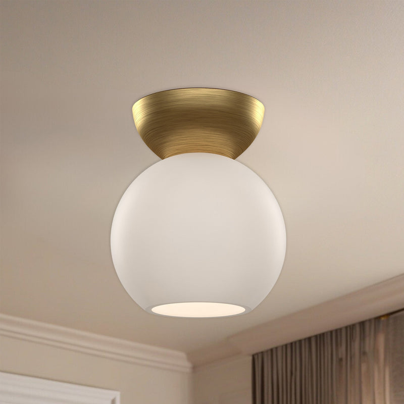 Arcadia 6" Semi-Flush Mount in Black/Opal Glass