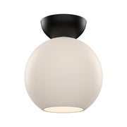 Arcadia 8" Semi-Flush Mount in Black/Opal Glass