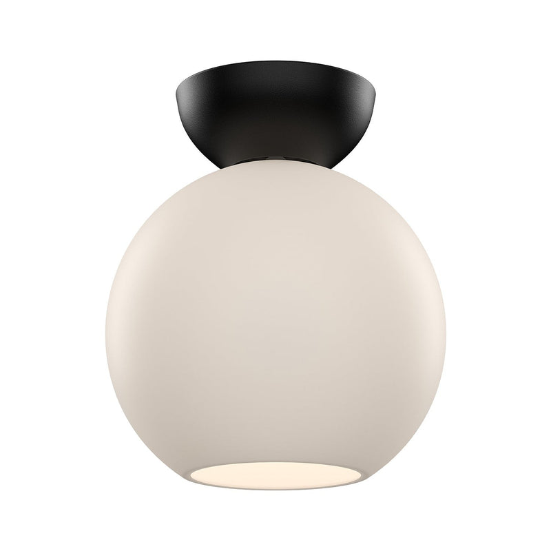 Arcadia 8" Semi-Flush Mount in Black/Opal Glass