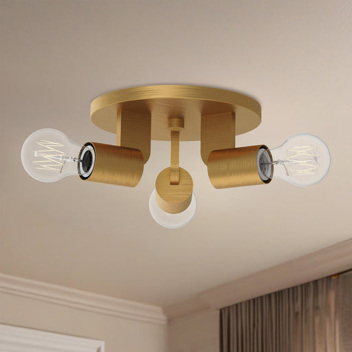 Claire 10" 3-Light Semi-Flush Mount in Aged Gold