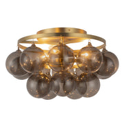 Faye 18" Semi-Flush Mount in Brushed Gold/Smoked Glass