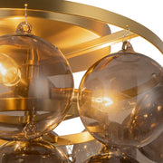 Faye 18" Semi-Flush Mount in Brushed Gold/Smoked Glass