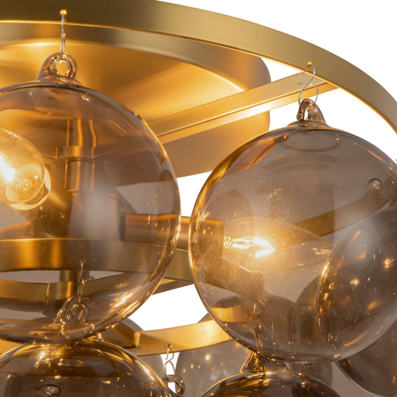 Faye 18" Semi-Flush Mount in Brushed Gold/Smoked Glass