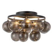 Faye 18" Semi-Flush Mount in Matte Black/Smoked Glass