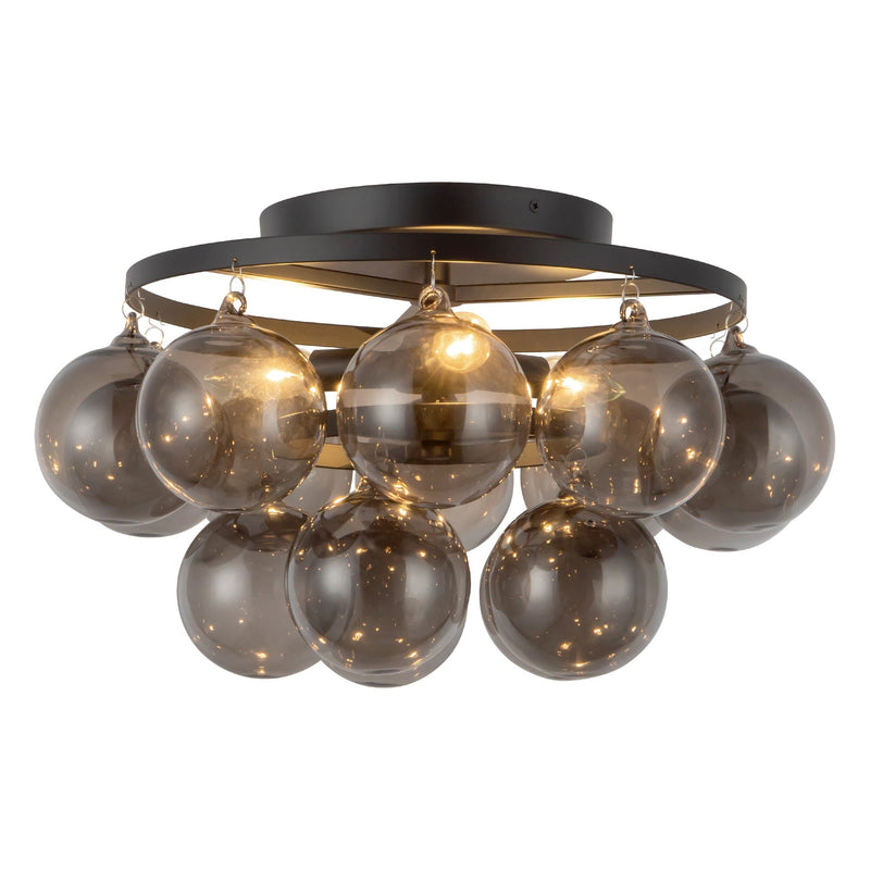 Faye 18" Semi-Flush Mount in Matte Black/Smoked Glass