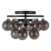 Faye 18" Semi-Flush Mount in Matte Black/Smoked Glass