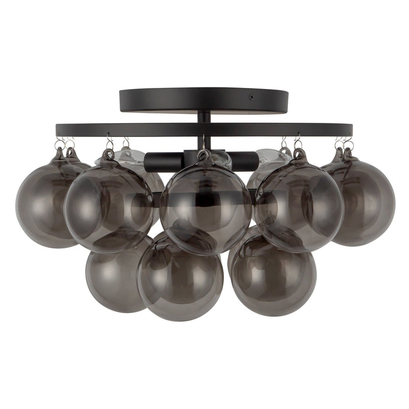 Faye 18" Semi-Flush Mount in Matte Black/Smoked Glass