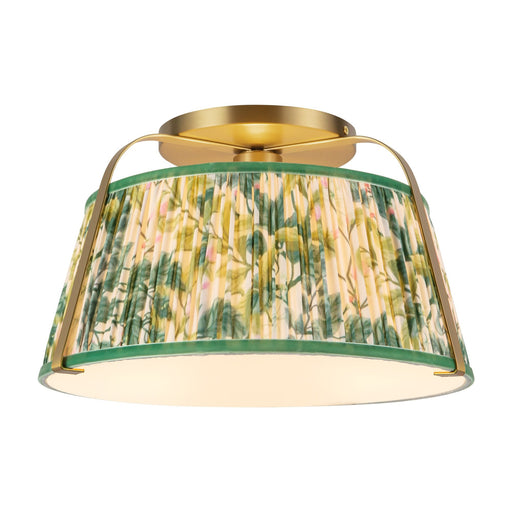 Scout 13" Semi-Flush Mount in Brushed Gold/Green Linen