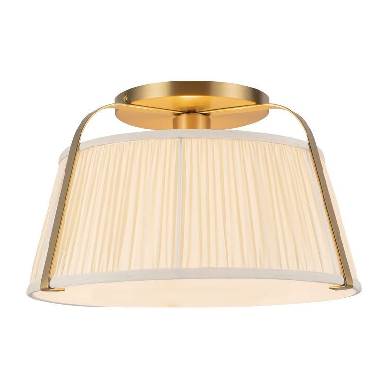 Scout 13" Semi-Flush Mount in Brushed Gold/White Linen