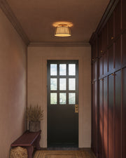 Scout 13" Semi-Flush Mount in Brushed Gold/White Linen