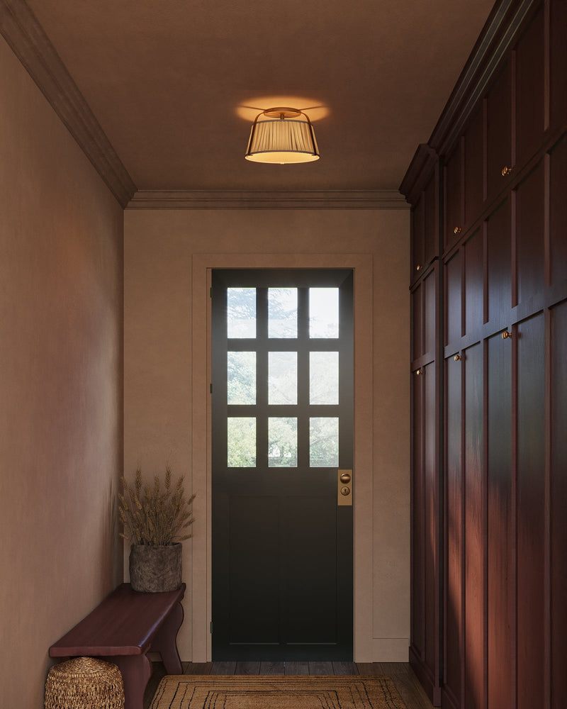 Scout 13" Semi-Flush Mount in Brushed Gold/White Linen