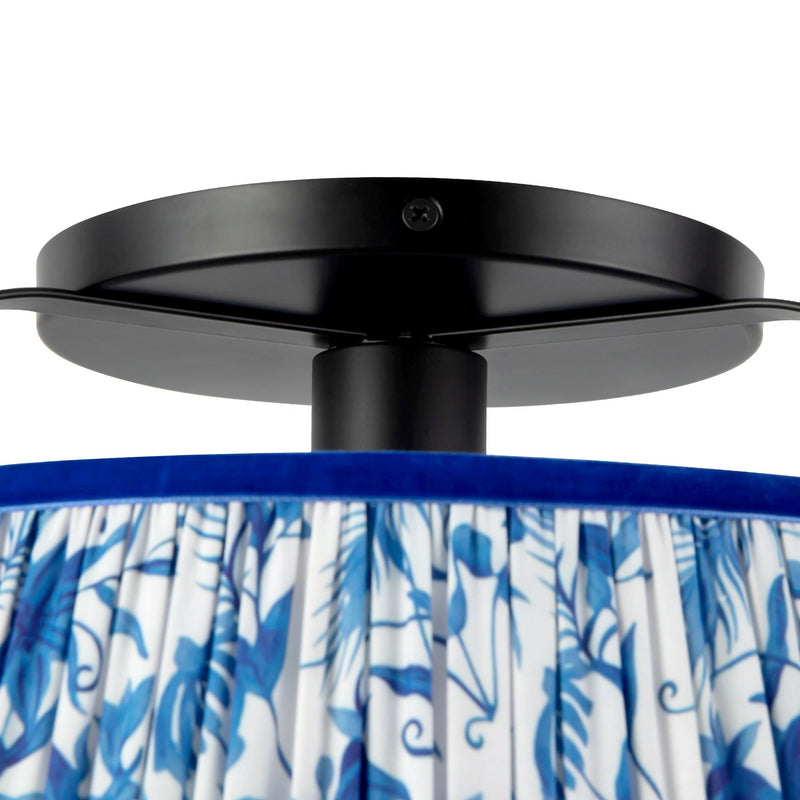 Scout 13" Semi-Flush Mount in Matte Black/Blue Linen