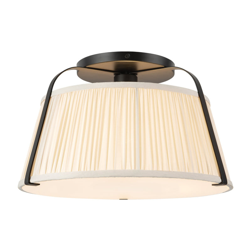 Scout 13" Semi-Flush Mount in Matte Black/White Linen