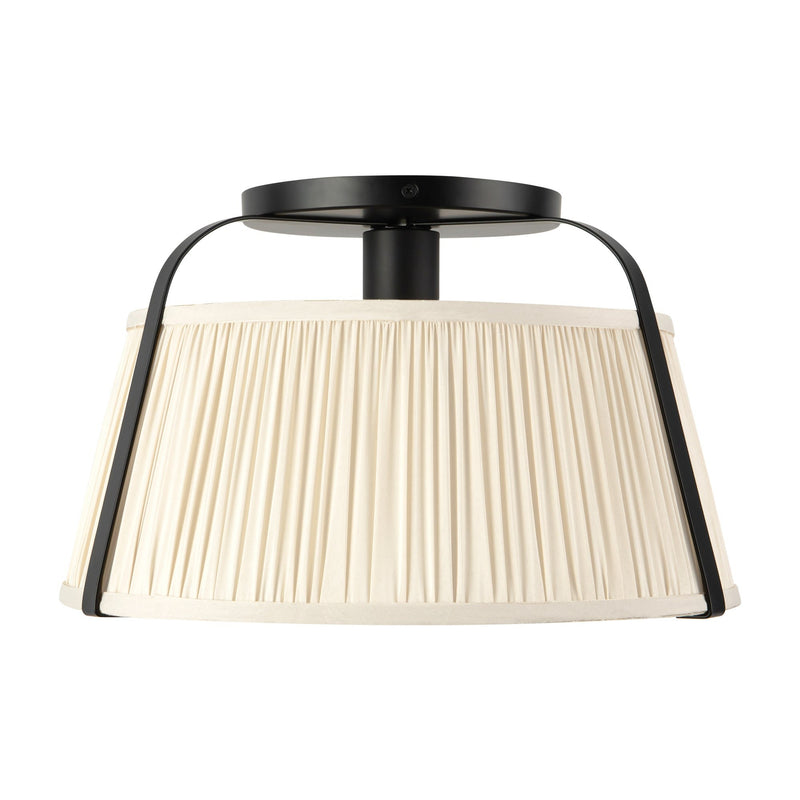 Scout 13" Semi-Flush Mount in Matte Black/White Linen