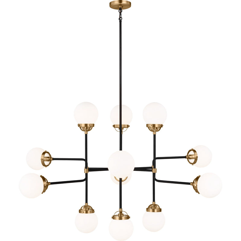 Cafe 12-Light Large Chandelier in Satin Brass