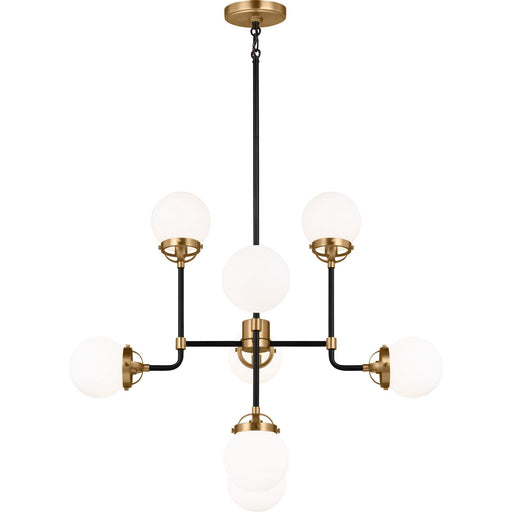 Cafe 8-Light Small Chandelier in Satin Brass