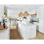 Silas 6 Light 26.75" Pendant in Burnished Silver in a room setting