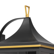 Simpson 3 Light 10" Outdoor Sconce in Matte Black + Textured Gold