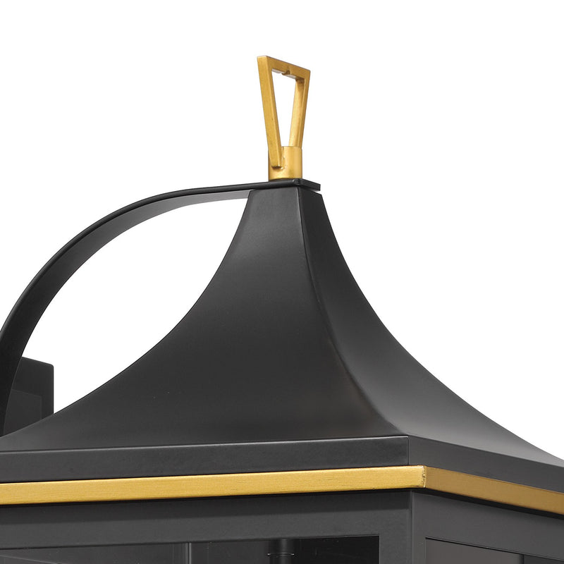 Simpson 3 Light 10" Outdoor Sconce in Matte Black + Textured Gold