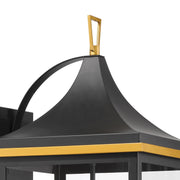 Simpson 4 Light 12.25" Outdoor Sconce in Matte Black + Textured Gold
