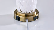 Grady Table Lamp Set of 2 in White Texture Glass, White Linen, Antique Brass